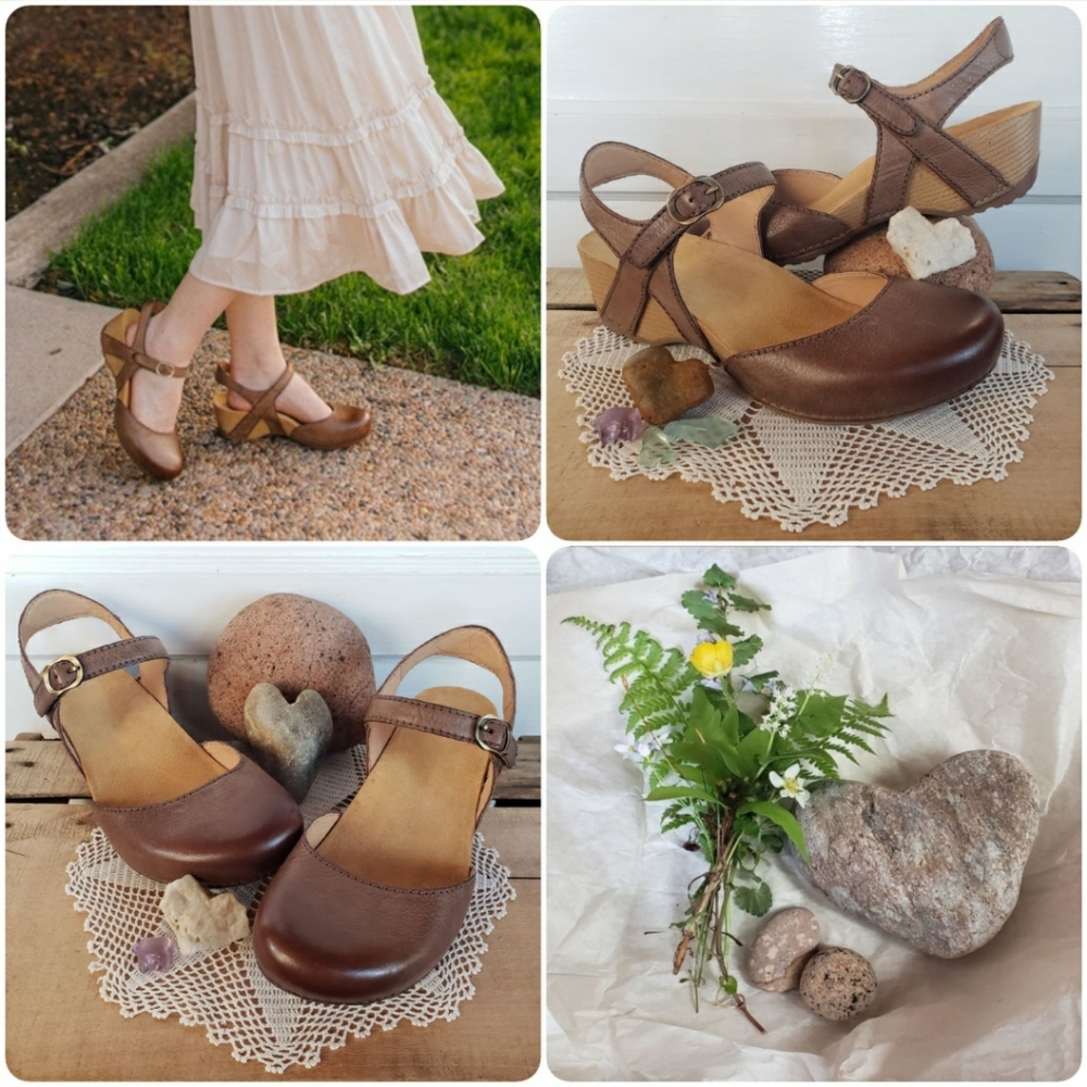 Mushroom Dansko Tiffani Strappy Clogs Sandals Mary Jane Buckles Cottage 37 39 40